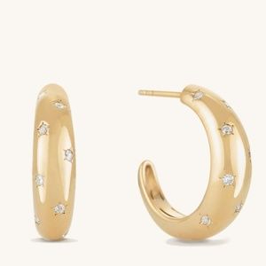 Mejuri LA Dome Hoop Earrings (Gold + Sapphire)